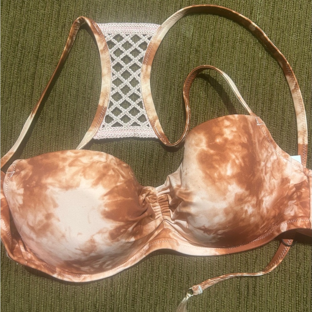 Shade & Shore Brown Tie-Dye Bikini Top